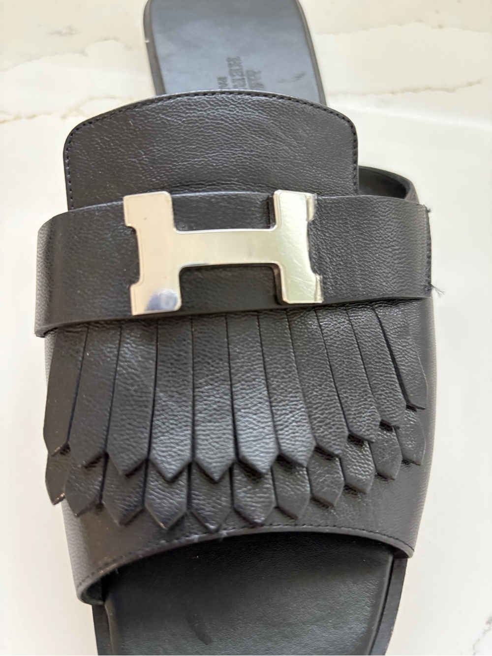 Hermes Black Leather Fringe H silver buckle Slide Sandals
Size 38
$350 - Picture 6 of 7